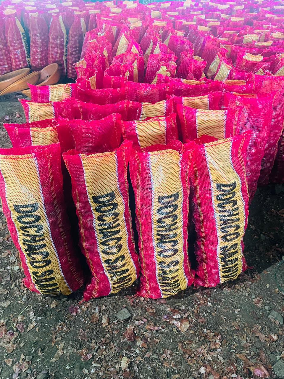 Packed onion sacks ready for dispatch